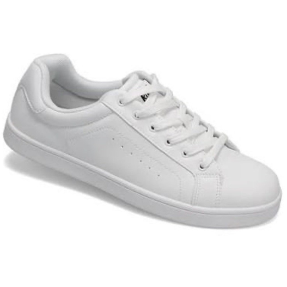 Rival Mens Ace Leather Court Sneakers Comfort Shoe White/White 8.5